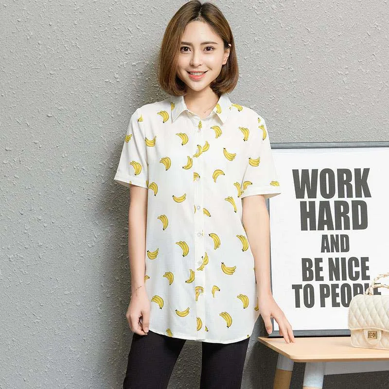 طويل نمط المرأة الربيع الصيف الشيفون البلوزات قمصان سيدة عارضة الموز نجوم الطيور المطبوعة Blousas قمم الأنثوية DF1690 طويل نمط المرأة الربيع الصيف الشيفون البلوزات قمصان سيدة عارضة الموز نجوم الطيور المطبوعة Blousas قمم الأنثوية DF1690