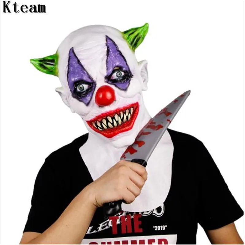 

2019 Funny Adult Party Mask Latex Clown Cosplay Full Face Horrible Scary Masks Masquerade Halloween Party Decor Costumes Toys