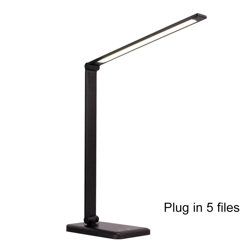 black Plug in 5 fil Складной стол легкий алюминиевый сплав регулируемый светодиодный настольная лампа для чтения с беспроводным зарядным устройством#5 - Цвет корпуса: black Plug in 5 fil