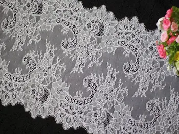 

Wholesale price 30 CM HOT STYLE french Chantilly lace fabric and trim off white and black DIY wedding dress grown dress lace