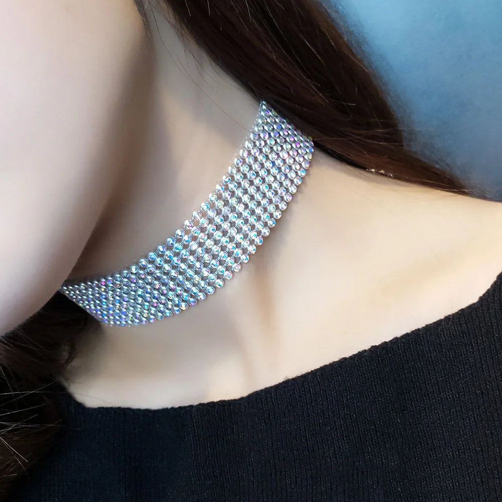 Rhinestone Choker Collar Necklace Photos