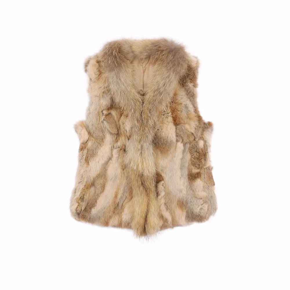 Réel Manches Chaud Raton De Fourrure Natural cou Col Lapin Survêtement Tricoté Avec Zy88033 Brown Sans Gilet Laveur Naturel Couleur V Chien qd1Bfq