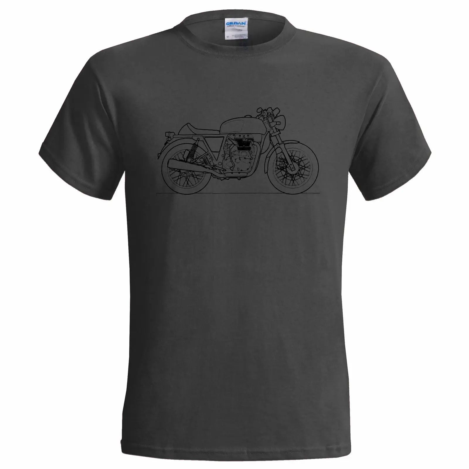 

Unofficial Stencil of a ROYAL ENFIELD CONTINENTAL GT MENS T SHIRT MOTORBIKE BIKE 100% cotton tee shirt, tops wholesale tee