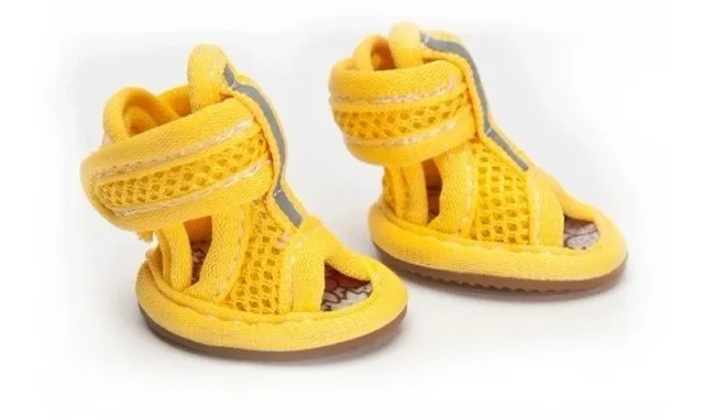 Новые 4 шт./лот = 1 компл./лот уличные собачьи сандалии для лета сетчатые дышащие Светоотражающие туфли для домашних животных Нескользящие