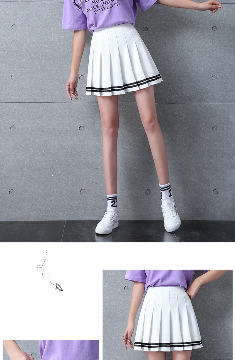 satin midi skirt 2020 high waist pleated skirts Kawaii Harajuku Skirts women girls lolita a-line sailor skirt Large Size Preppy school uniform slazenger skort