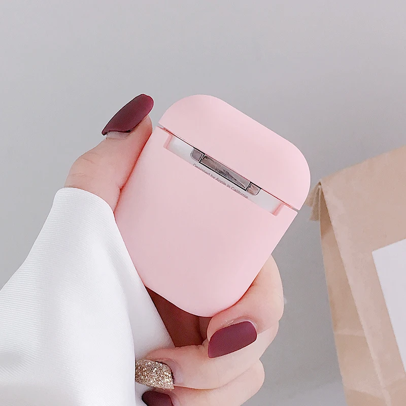 Luxury Hard PC Earphone Case For Airpods Black Pink Heart Pattern Cases For Apple Airpods 1 2 Headphone Cover Protector Bags