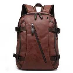 Модный мужской рюкзак из водонепроницаемой искусственной кожи 16 дюймов Дорожная сумка Мужская большая емкость Подростковая Студенческая