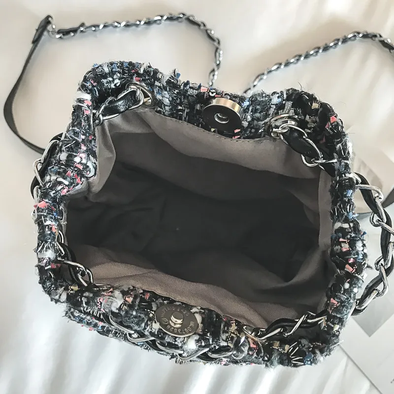 Осенний мини шерстяной женский рюкзак многофункциональный женский рюкзак модная цепочка женская сумка через плечо рюкзак для девочек черный