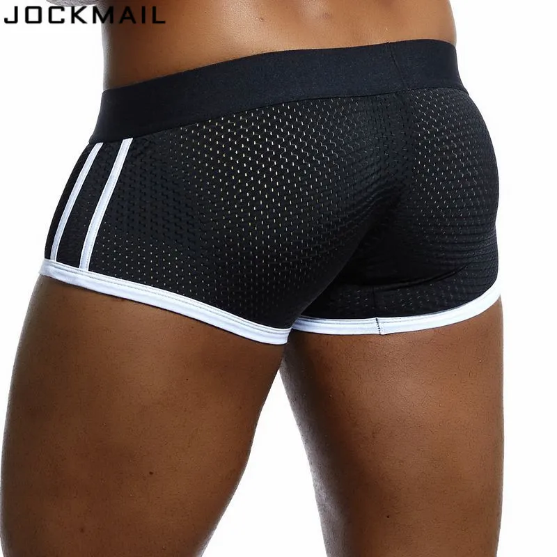 JOCKMAIL, фирменное мужское Сетчатое нижнее белье, боксеры, calzoncillos hombre, гей, одежда для сна, Cueca, боксеры, дышащие, промежность, мужские трусы, шорты
