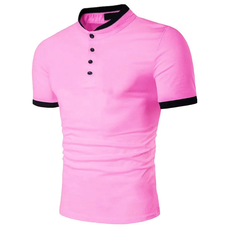 

ZOGAA Plus Size S-3XL 2019 Polo Shirts Men Cotton Short Sleeve Casual Shirts Pink Summer Breathable Polo Shirt Men Brand Polos