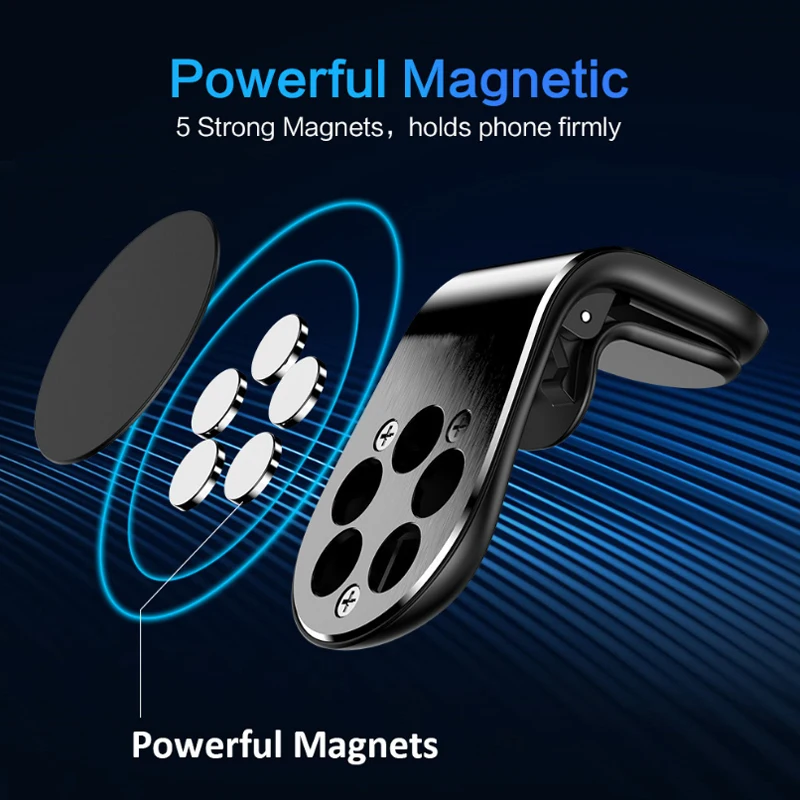ACCEZZ металлический магнитный автомобильный держатель для телефона L форма вентиляционное отверстие подставка для iPhone X XS samsung huawei смартфон в автомобиль Магнит gps