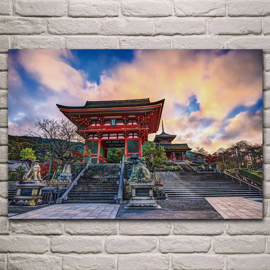 

Japan temple architecture classic oriental building fabric poster living room home wall decorative canvas silk art print KJ502