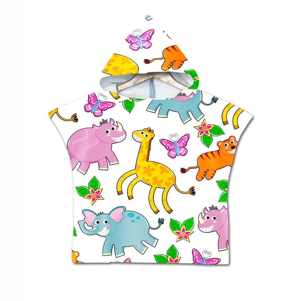 GRIDILANGO/Детский милый плащ с капюшоном и рисунком динозавра, банное полотенце с принтом животных из микрофибры для мальчиков и девочек, полотенце для плавания