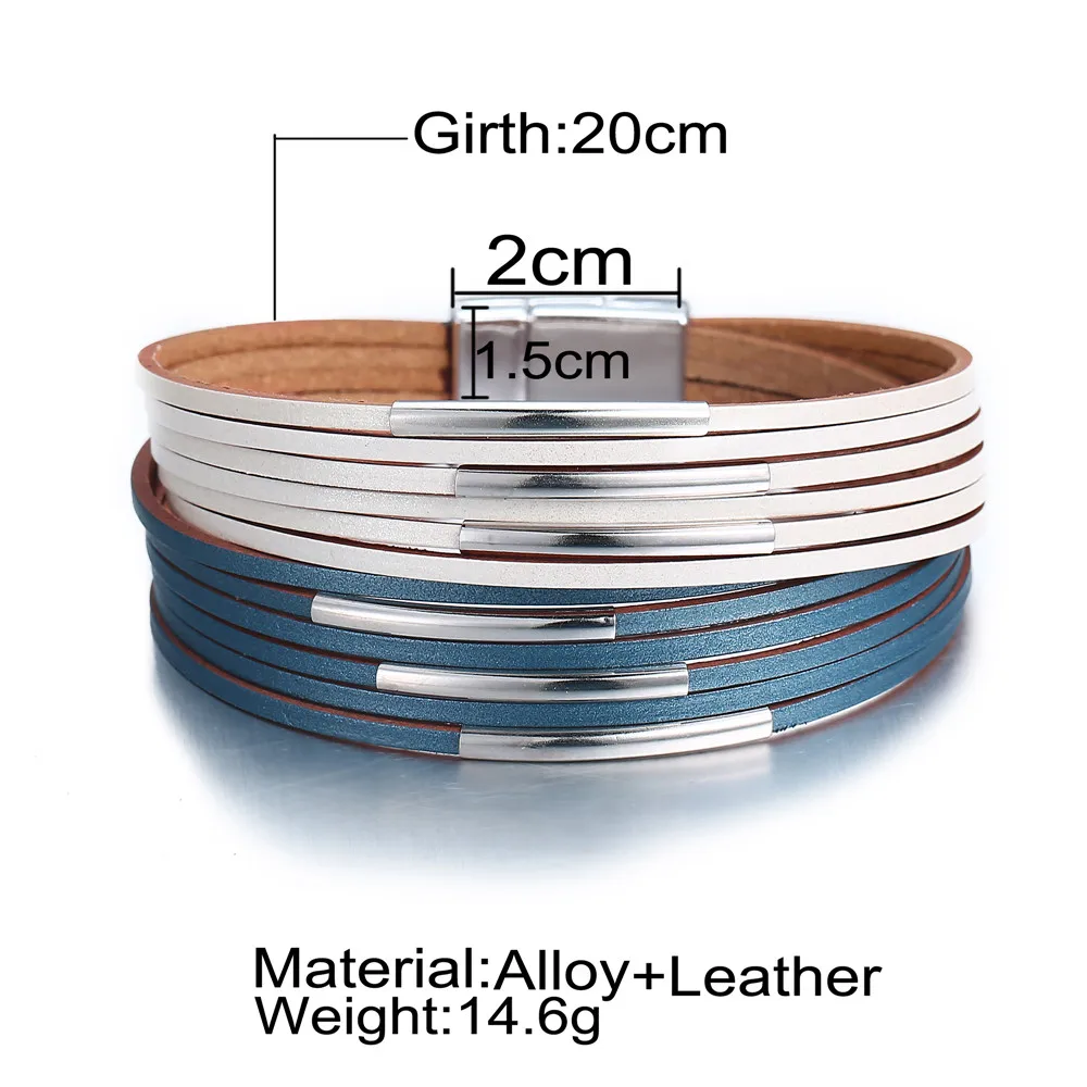 17KM New Fashion Wrap Couples Bracelet For Women Men Multiple Layers Leather Bracelets With Slide Simple Statement Jewelry 2018