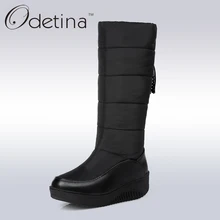 Odetina/брендовые черные зимние сапоги с бахромой; непромокаемые модные теплые зимние сапоги; коллекция года; женские полусапожки на танкетке ручной работы на платформе