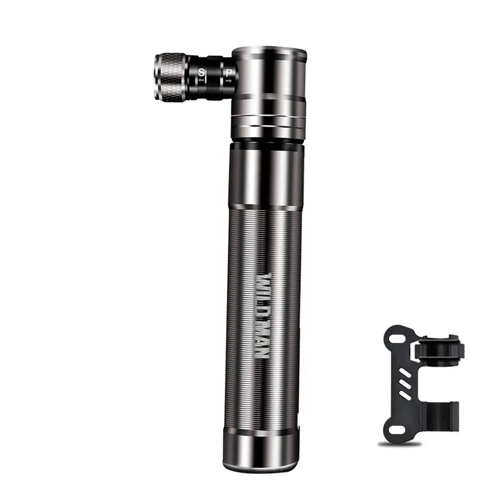 WILD MAN Aluminum Alloy Mini Bicycle Pump for M365 Electric Scooter Portable Air Pump Mountain Bike Schrader Presta Valve 100PSI - Цвет: Silver