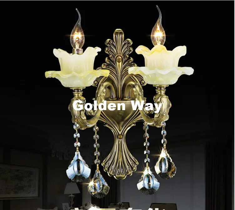 

Bronze Color Alloy Wall Lamp Indoor Wall Sconce Lighting Lotus K9 Crystal Design Wall light Home Decoration Lamp Free Shipping