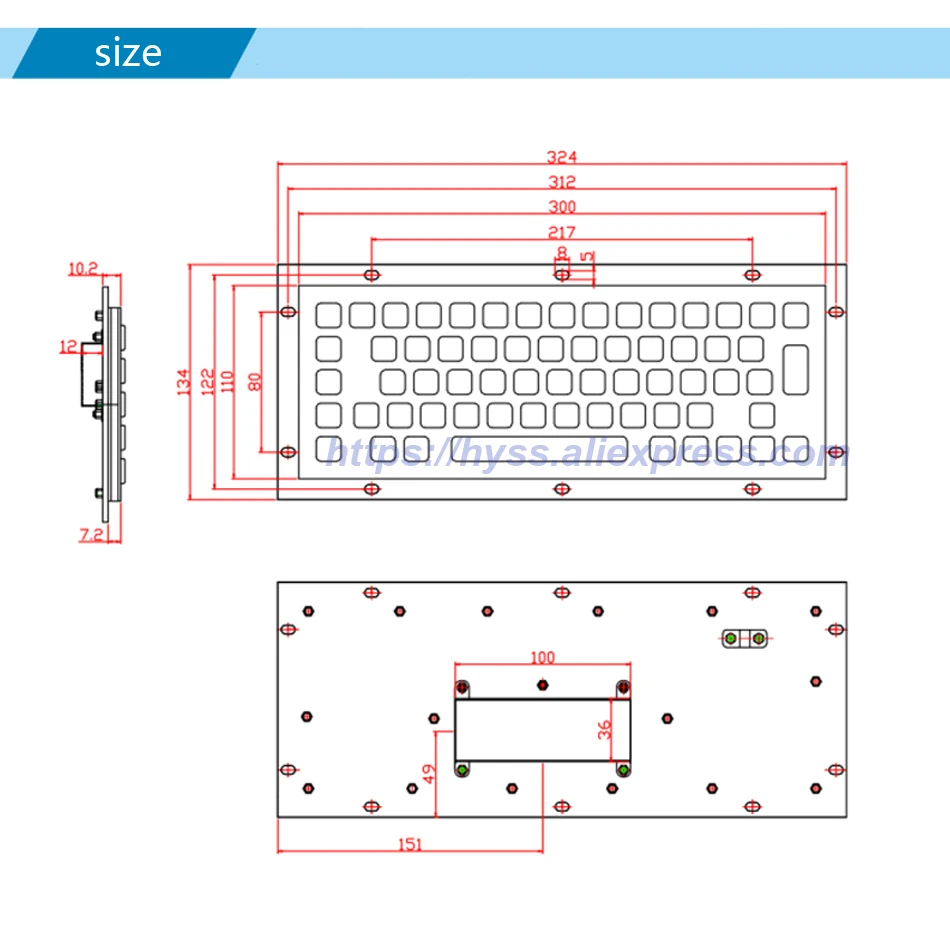 YLGF HS300-PC64M Брайля четырёхъядерный 64-разрядный процессор ключ Металическая цепочка из нержавеющей стали с промышленный цифровой клавиатура самообслуживания устройства USB интерфейс питания