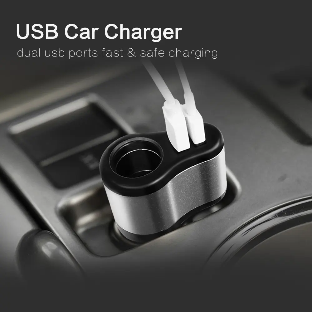 Автомобильное зарядное устройство с двумя портами USB 3,1 А, 2 порта, 12-24 В, прикуриватель, быстрое автомобильное зарядное устройство, адаптер питания для Apple, iphone, Android, планшета