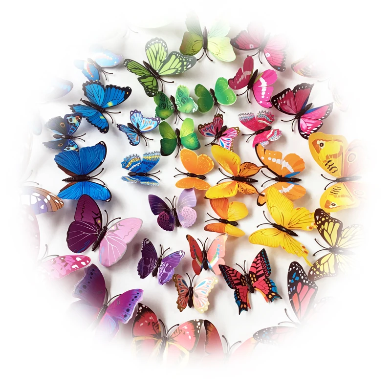 72 قطعة/مجموعة 3D الفراشات ملصقات جدار المنزل الديكور الفن صور مطبوعة للحوائط للأطفال غرفة الجدار ملصق الثلاجة التصاقات الفينيل ورقة