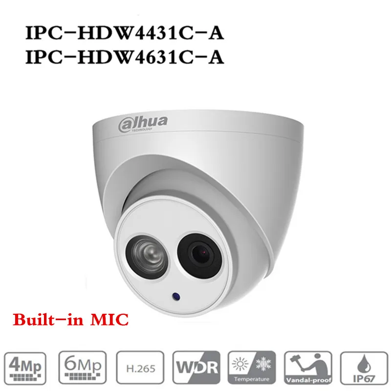 Dahua POE ip-камера IPC-HDW4433C-A IPC-HDW4631C-A POE 4MP 6MP сетевая ip-камера Встроенный микрофон 30 м ИК Ночное Видение WDR Onvif 2,4