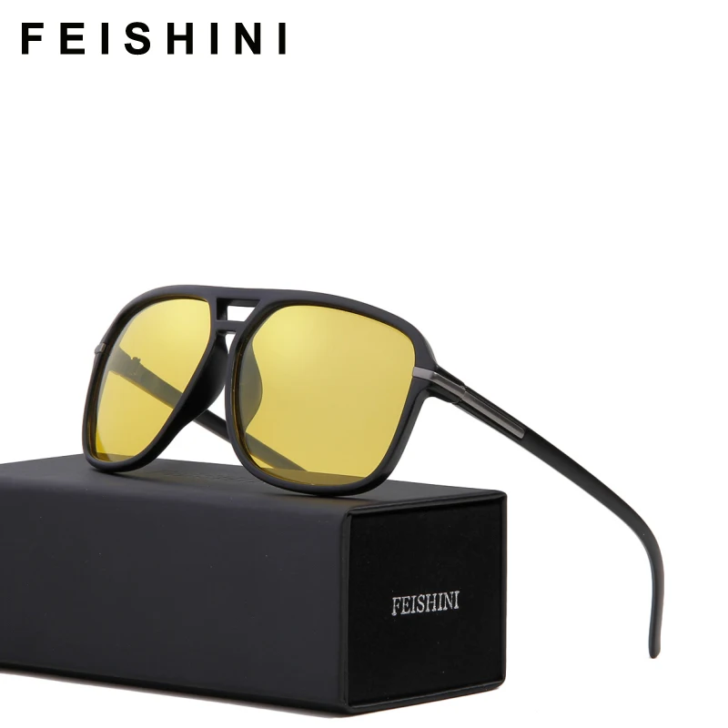 

Feishini Plastic Square Sunglasses Men Brand Designer Mirror Driving Oversized Sunglasses Male UV400 Sun glasses for Man fashion