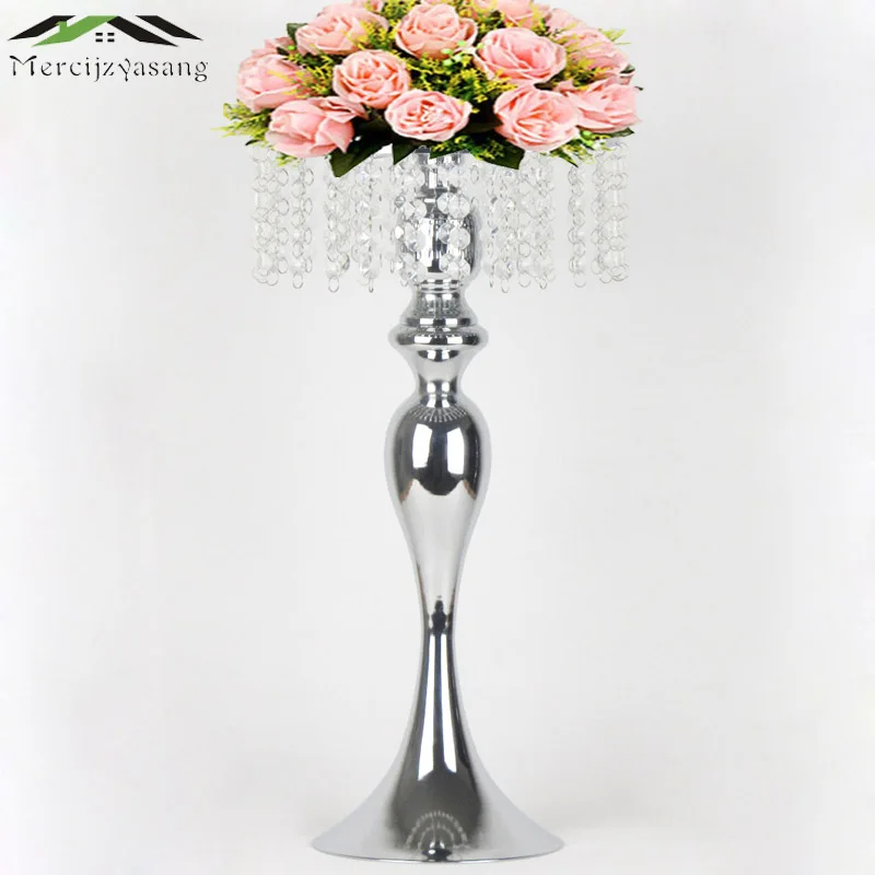 Silver Tabletop Vase Metal Flower Vase 50CM/20'' Table Centerpiece For