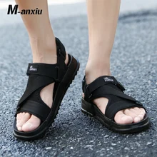 М-anxiu Для мужчин дыхание Ремешок на щиколотке пряжкой смешанных цветные сандалии летние Повседневное с перекрестными ремешками для досуга Нескользящие пляжные сандалии