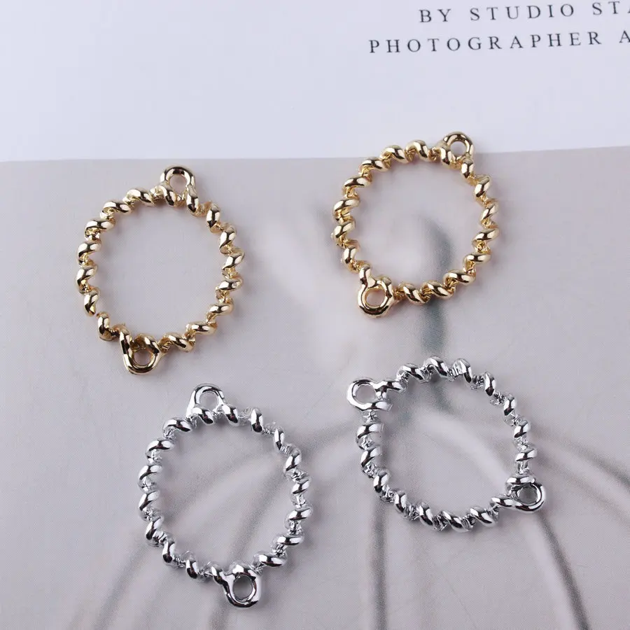 New Arrival 100PCs 20*27MM Hollow Out Round Charm Connectors DIY