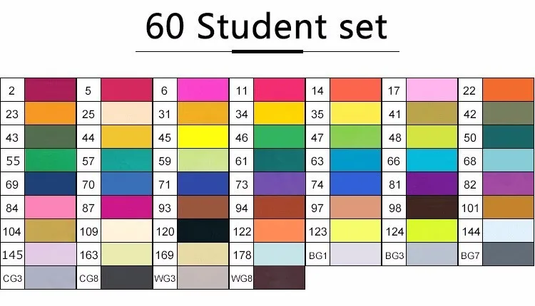 TOUCHFIVE маркер 30/40/60/80/168 Цвета маркер для рисования на спиртовой основе чайник Набор ручек для рисования манга двойной головой арт ручки, маркеры для рисования - Цвет: 60 student set