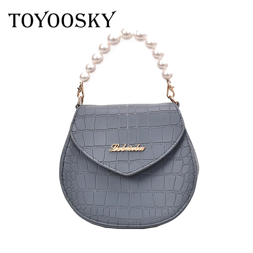 

TOYOOSKY Mini Saddle Bag 2019 Summer New Pearl Tote bag High Quality Leather Women's Designer Handbag Shoulder Messenger bag
