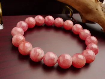 

Genuine Natural Rose Rhodochrosite Round Beads Woman Gemstone Bracelet 11mm From Argentina Fashion Love Stone AAAAA