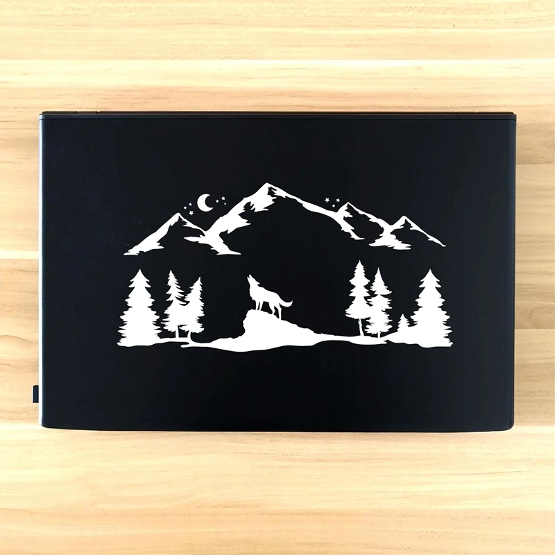 Howling Wolf Silhouette Decals Laptop Decor