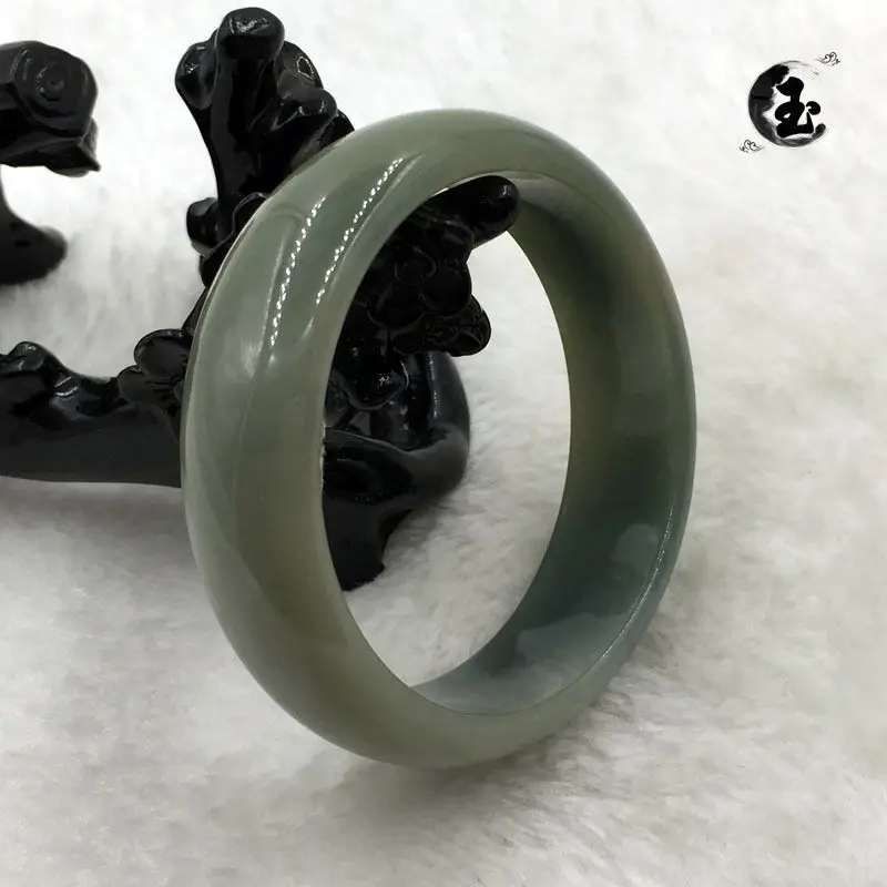 

54mm Certified Grade A Chinese Natural Green Jadeite Jade Gems Bracelet Bangle a 5.19