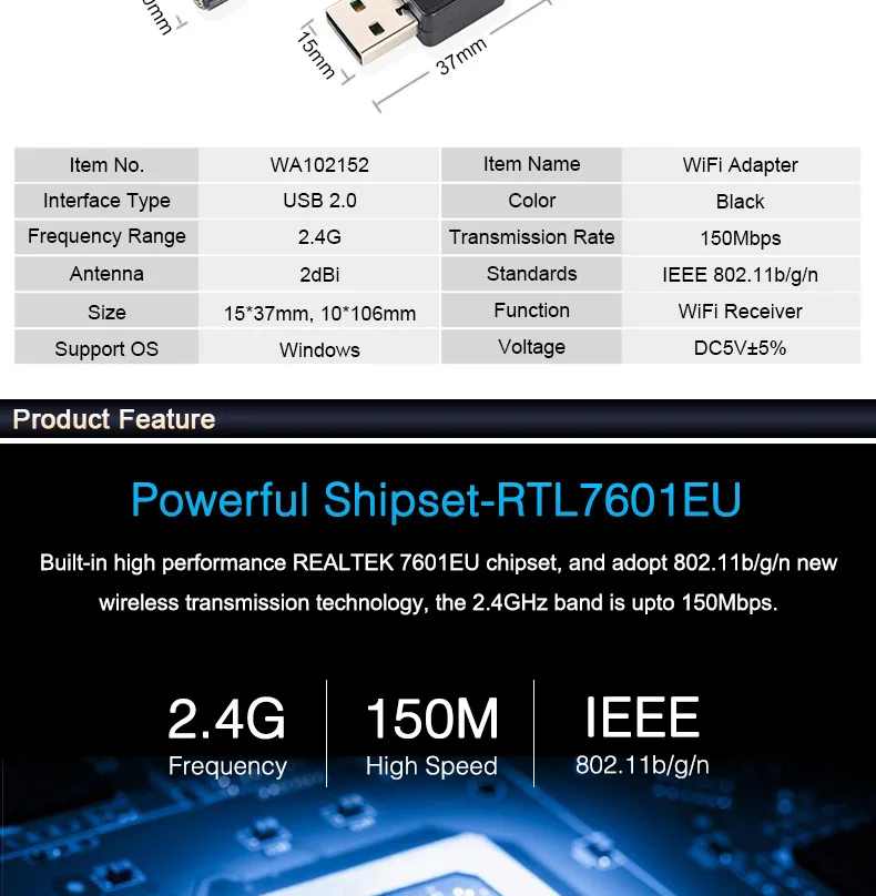 USB WiFi адаптер мини Сетевая карта 150 Мбит/с 2dBi Wi-Fi адаптер PC антенна Wi-Fi WiFi ключ 2,4G USB Ethernet WiFi приемник