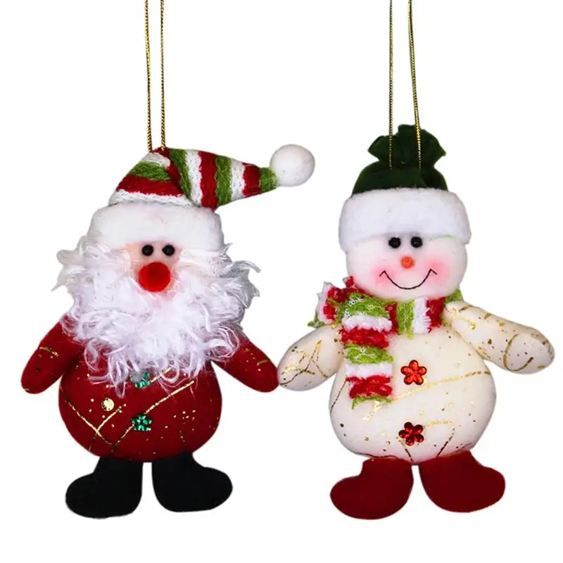 

FunPa 2Pcs Christmas Tree Ornaments Cute Santa Claus Lovely Snowman Christmas Ornaments Decorative Hanging Ornaments