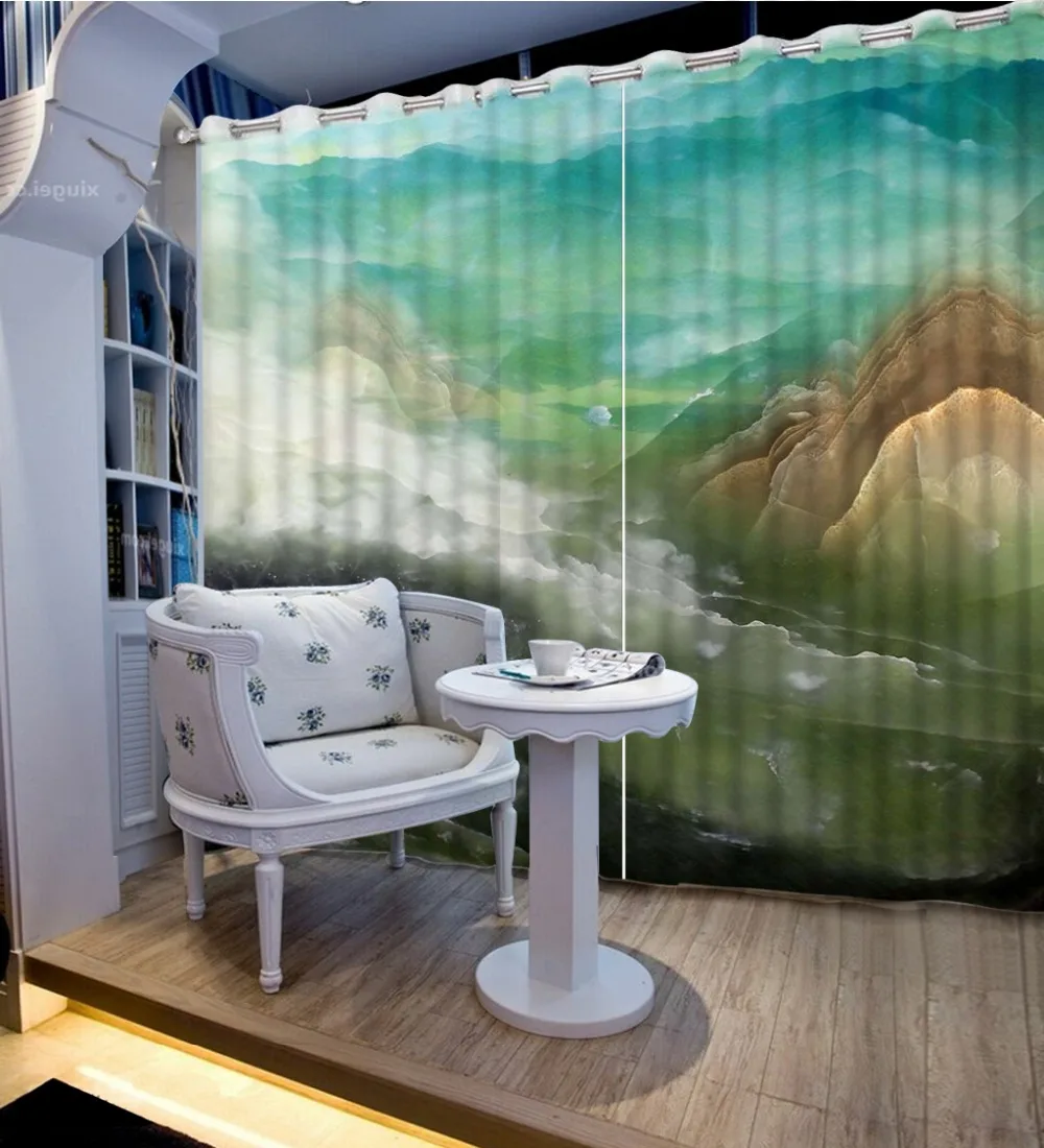 

Modern Simple Style 3D Curtain For Living Bedroom Painting Polyester Decorative Curtain