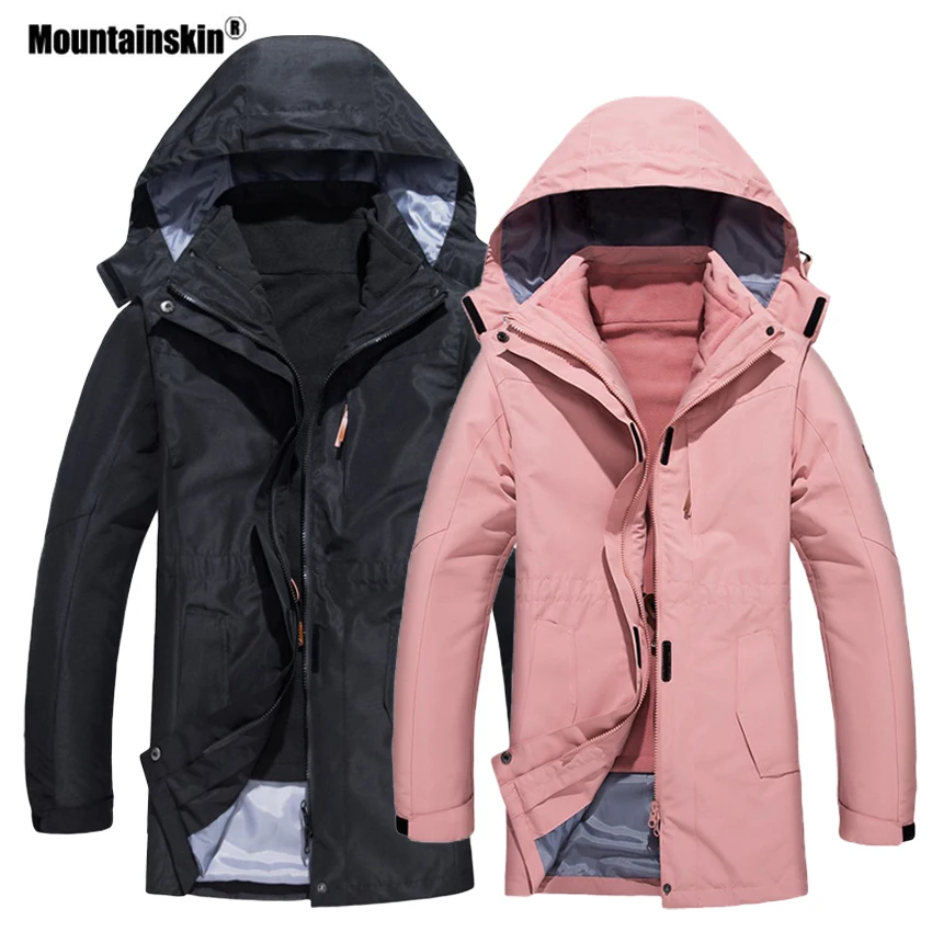 Mountainskin الرجال النساء 3 في 1 الشتاء 2 قطعة الصوف الدافئة سترة في الهواء الطلق الرياضة سترة واقية المشي لمسافات طويلة التخييم التزلج معاطف VA320