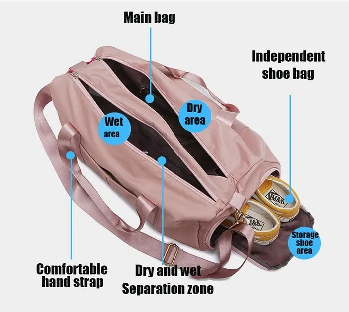 2019 водонепроницаемые мужские спортивные сумки с обувью, нейлоновая сумка на плечо, спортивная сумка с двойной молнией, дорожная сумка для