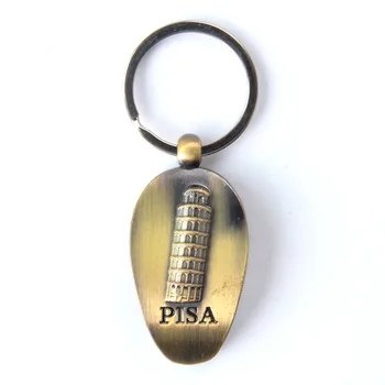 

1000 Pieces/Lot new fashion keychain DIY metal holder chain vintage leaning tower of pisa italy pendant Gift