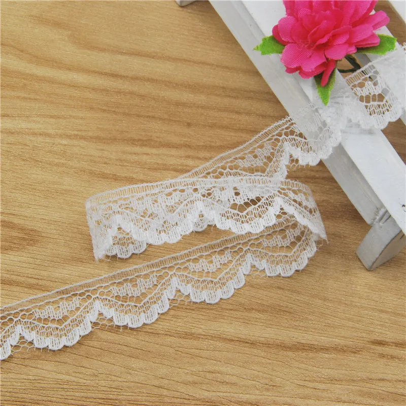 FASMILEY Wholesale 15mm Polyester Lace Trim White Grosgrain Lace Ribbon