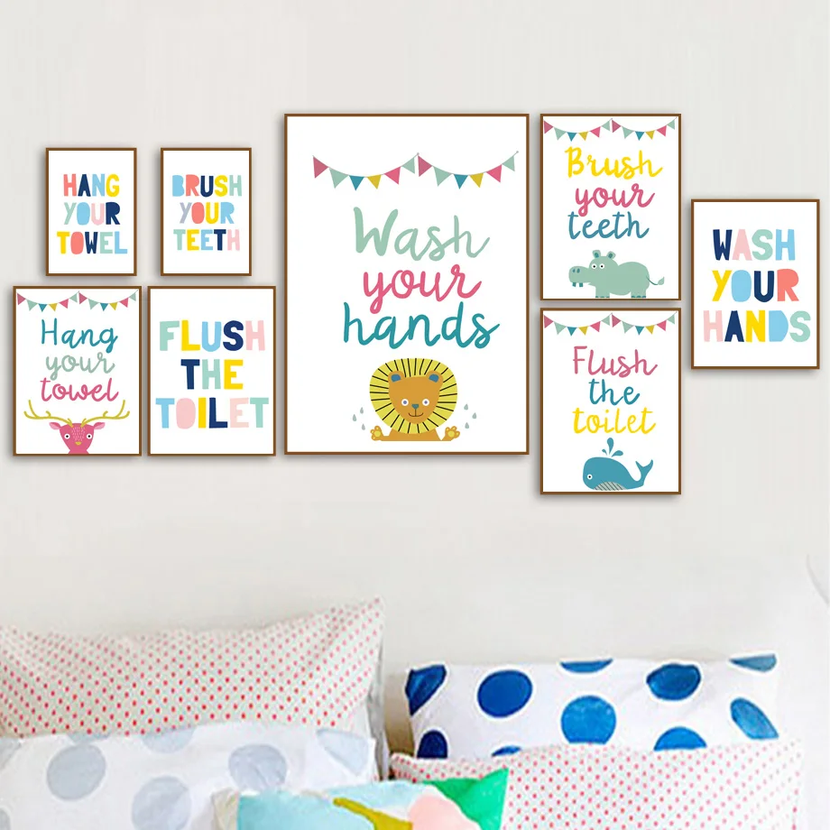 Deer-Lion-Whale-Hippo-Quotes-Wall-Art-Canvas-Painting-Nordic-Posters-And-Prints-Wall-Pictures-Kids