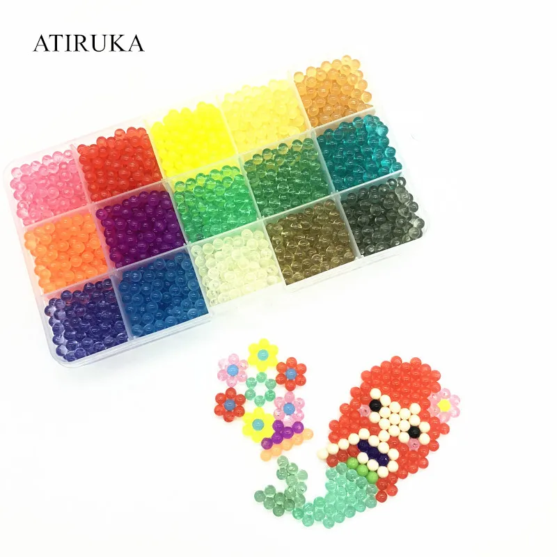 

200Pcs/Bag Crystal Water Spray Beads Puzzle Toys for Children 15 Colors Refill Pack Beads Pegboard Jigsaw Water Beads 3D Puzzle