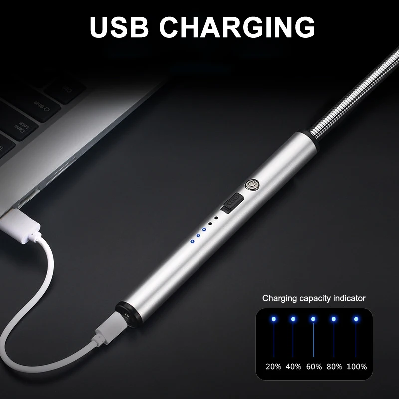 1 шт электрическая зажигалка с подключением к USB 360 градусов вращение перезаряжаемое Беспламенное ветрозащитное Цинковое сплав MDJ998