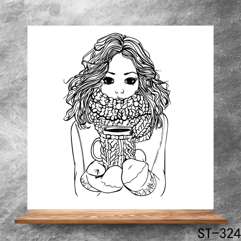 

warm winter/coffee Transparent Clear Stamps DIY Scrapbooking Album Card Making DIY Decoration Making Embossing Stencil