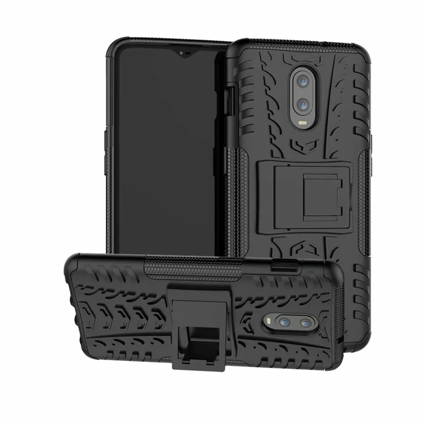 HEMASOLY Case For OnePlus 6T PC+TPU Shockproof Armor Heavy Duty Kickstand Cover |