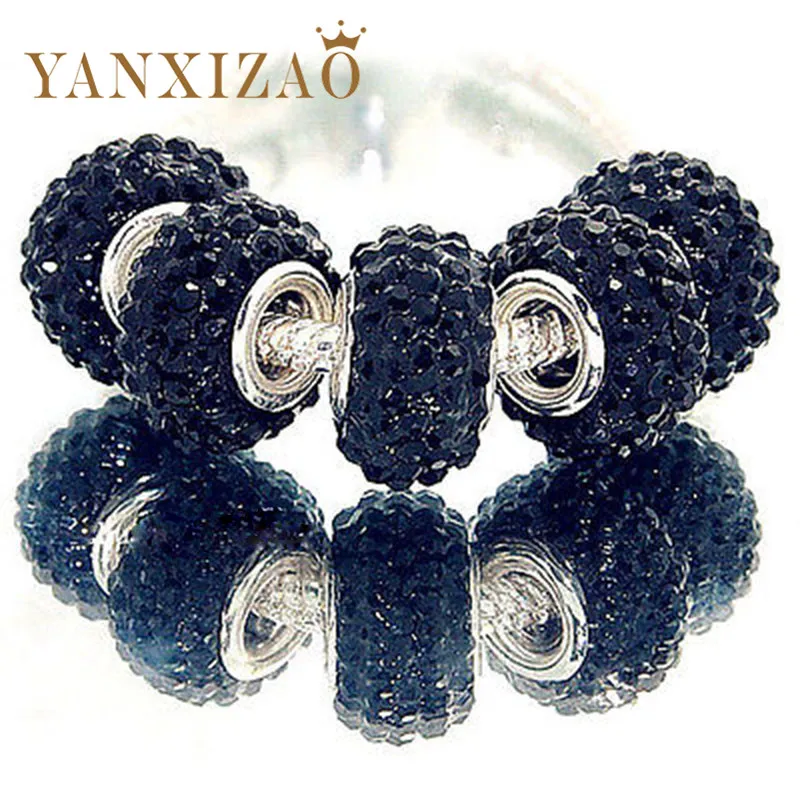 Yanxizao 5 шт. Бусины Fit Pandora Подвески Браслеты Градиент Синий Кристалл Бижутерия с