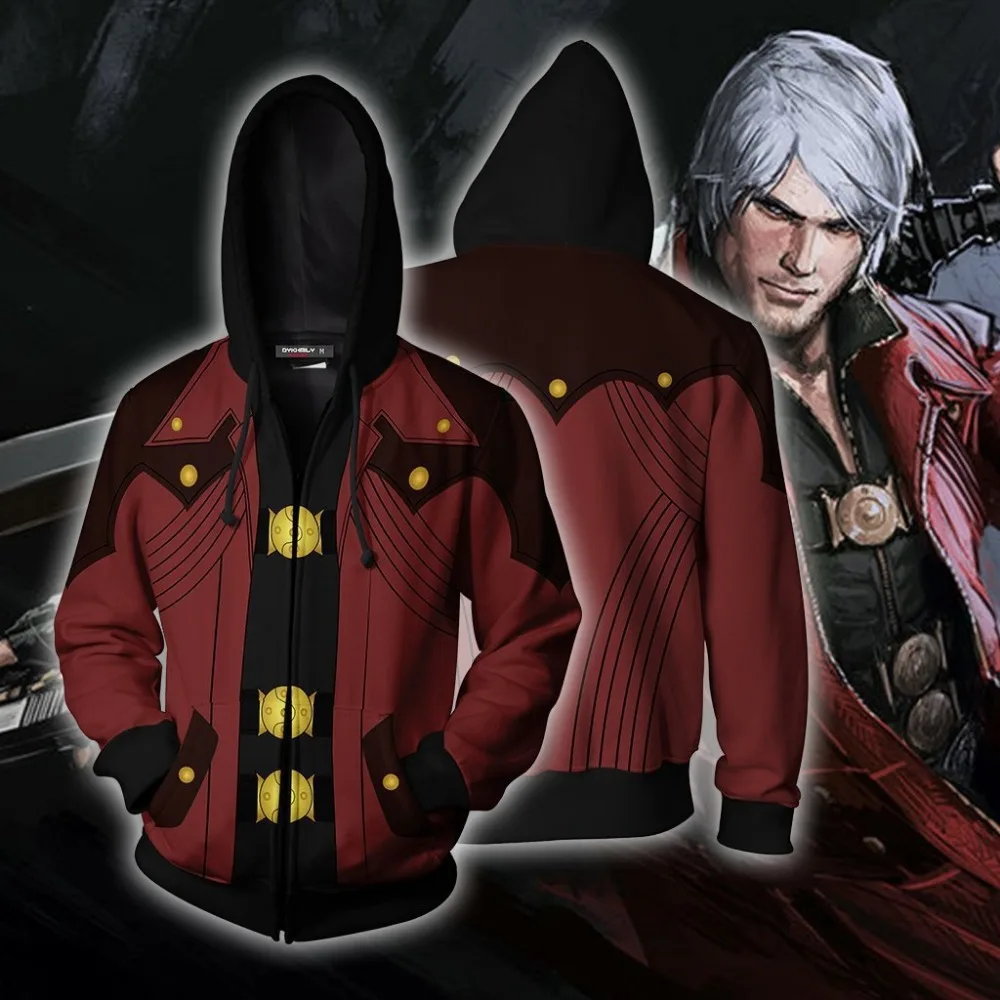 

Devil May Cry 3 Men Game Sweatshirts Hoodie Cosplay Costume Jackets Zipper Hoded