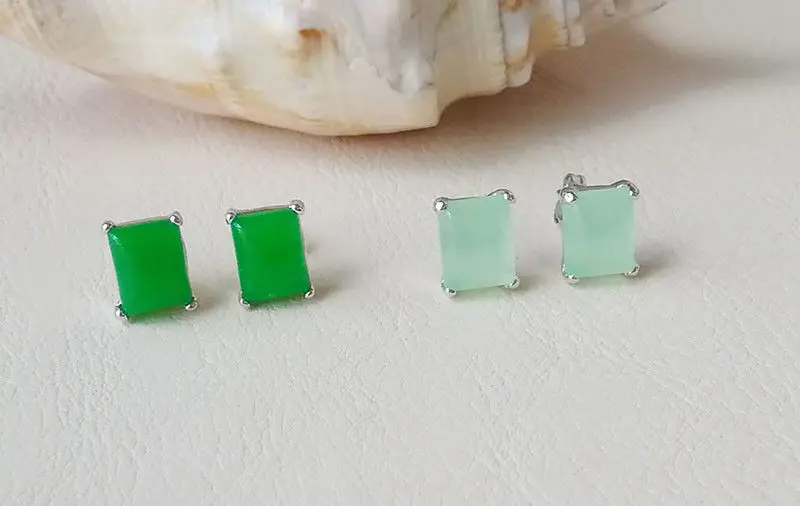 

cute variation rectangle stone earring stud 9*7mm
