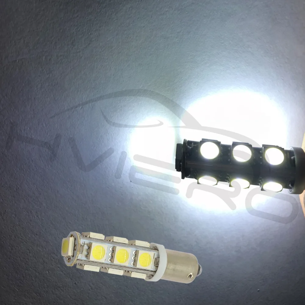 2 шт. белый автомобильный боковой задний светильник лампа номерного знака Ba9s 13Led T4w чистый 5050 13SMD резервная лампа поворотный тормозной багажник приборная панель светильник